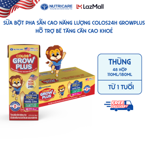 Thùng 48 Hộp Sữa Bột Pha Sẵn GROW PLUS Colos 24h Nutricare Bé Tăng Cân Tăng Cường Đề Kháng Tiêu Hoá Tốt Bé Từ 1 Tuổi