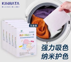 Kinbata Dye & Color Guard Laundry Sheets - 35-Pack Antibacterial Fabric Stain Absorber for Laundry