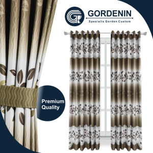 Poni Gorden Blackout Mewah Import Motif Tulip - Gorden jendela pintu rumah minimalis/Gordyn/Hordeng/Tirai/Korden/Dekorasi Rumah/Jendela & Pintu Minimalis Tinggi 230cm Varian Warna Ungu Gold Hijau Maroon Cokelat Hitam Silver (5 6 8 Gelembung)