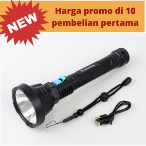 Senter LED Flashlight Waterproof USB Rechargeable Cree XPE 500 Lumens - Y-826 - Black / Senter Led Cas / Senter Led Super Terang / Senter Mati Lampu