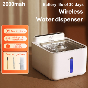 Papapet Cat Water Fountain 60 Days Battery Life Intelligent Sensing Automatic Pet Water Dispenser with 2 Filters Stainless Steel Ultra Quiet for Cats and Small Dogs