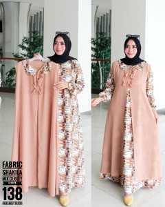 Surizki Gamis Shakila Mix Ceruty Model Terbaru Bahan Berkualitas Resleting Depan