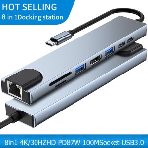 🎁 Original Product + FREE Shipping 🎁 8 in 1 USB Type C Hub Hdmi 4K USB 3.0 PD Fast Charge Hub to Ethernet Rj45 Lan