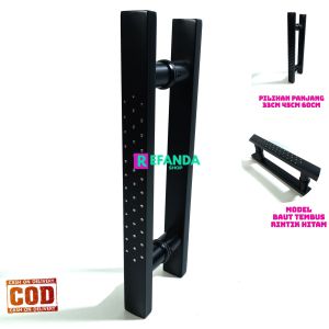 Gagang Pintu Stainless Model Baut Tembus Desain Minimalis Warna Hitam - Pilihan Panjang 33cm/45cm/60cm