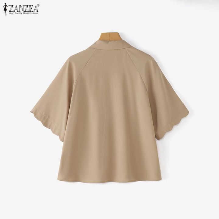 ZANZEA%20Korean%20Style%20Women%20Office%20Half%20Sleeve%20Wave%20Edge%20Blouses%20Shirt%20Collar%20Solid%20Color%20Work%20Top%20#0104%20-%20Image%206