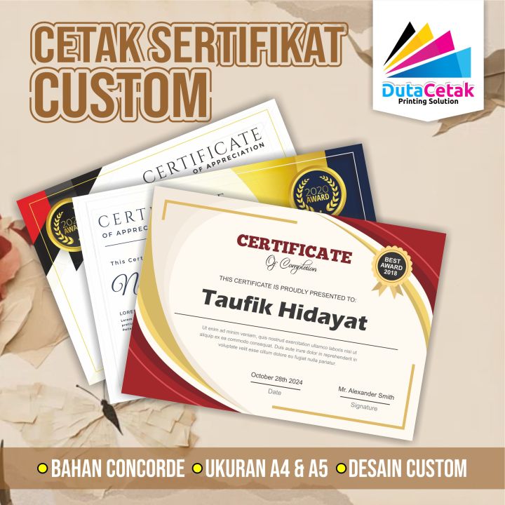 Cetak Print Sertifikat Piagam Penghargaan Ukuran A4 a5 Custom Lazada Cetak print sertifikat piagam penghargaan ukuran a4 a5 custom lazada