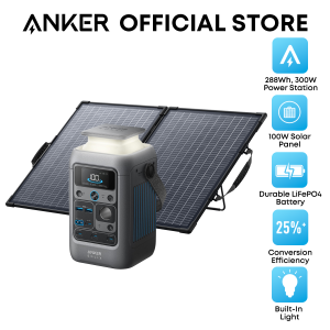 [Bundle Deal] Anker SOLIX C300 DC 288Wh | 300W Portable Power Station + Anker SOLIX PS100 Bifacial 100W Solar Panel