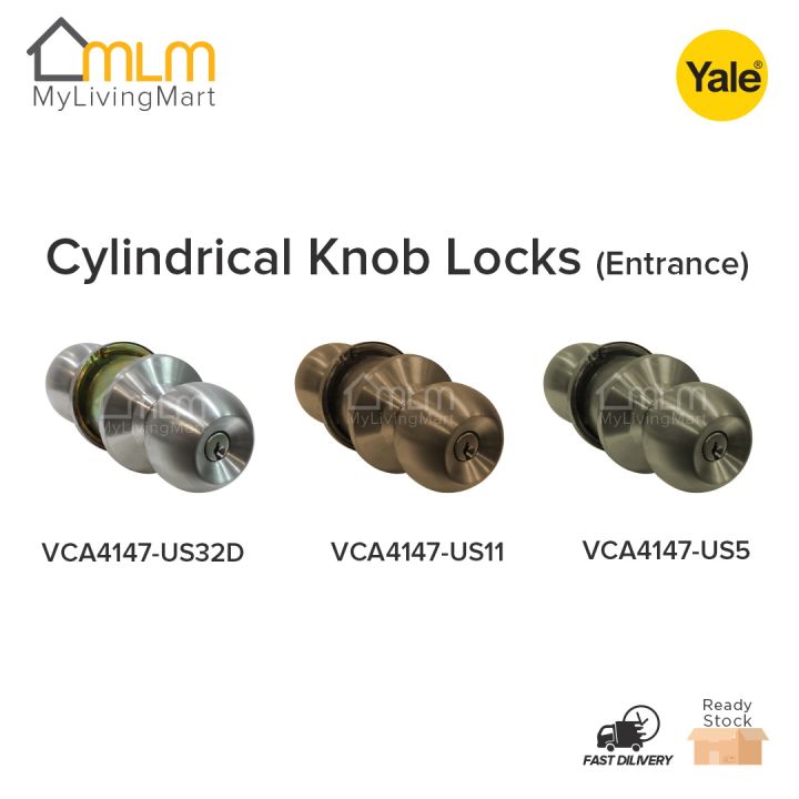 YALE Cylindrical Entrance Door Knob Lock Set | VCA 4147 | Tombol Pintu ...