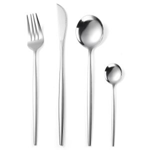 4Pcs Gold Cutlery Set Stainless Steel Dinnerware Silverware Flatware Set Dinner Knife Fork Spoon