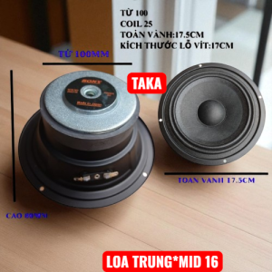 Loa trung-mid 16cm gân tẩm dầu từ 100 côn 25mm công suất 150W giá 1 chiếc