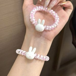 Calcenubes dễ thương hoạt hình thỏ dây buộc tóc với đàn hồi thiết kế xoắn ốc cho phong cách cô gái ngọt ngào