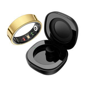 R09 Smart Ring for Men & Women - with Wireless Charging Case 24/7 Heart Rate Blood Oxygen (SpO2) Skin Temperature Monitoring 5ATM Waterproof Sleep/Activity Tracker IOS & Android Compatible - Premium Health & Fitness Ring for Couples