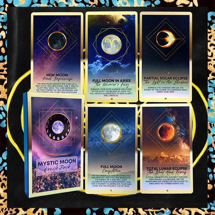 Mystic Moon Oracle Card | Portable Size 10.3x6cm | 40-Cards | Fortune Telling Game | Divination Cards