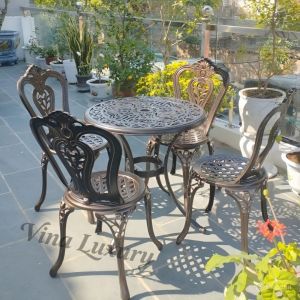 Bộ bàn ghế ban công ngoài trời Tròn Nhôm đúc Bàn ghế sân vườn ngoài trời Bàn ghế ngoài trời - VN16