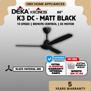 【BEST SELLER🔥】DEKA KRONOS K6N DC Motor 46" 56" Inch 5 Blades SIRIM Remote Control Ceiling Fan K6 Kipas Angin Siling Blac