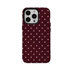 Brown red polka dot 2-in-1 phone case suitable for iPhone 17 16 15 14 13 12 11 Pro/Max/Plus anti drop and shockproof back cover