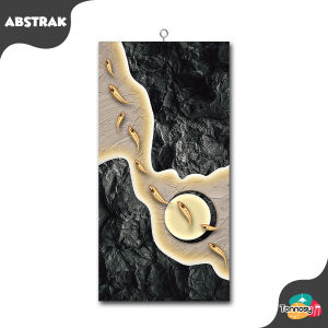 TENNESY Hiasan Dinding Abstrak gold and black 15x30cm Dekorasi Dinding Kamar Tidur Pajangan Kayu Poster Dekorasi Rumah