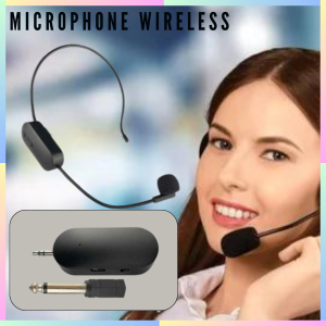 FAST DELIVERY TaffSTUDIO Microphone Wireless Jarak Jauh Tanpa Kabel untuk Imam Masjid dan Tour Guide