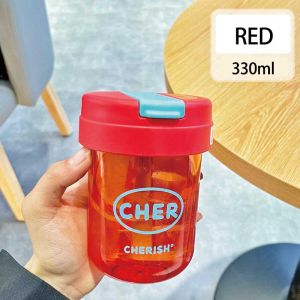 330ml Creative Portable Water Cup Plastic Tumbler With Straw Outdoor Water Cup Leak-proof Anti-drop
