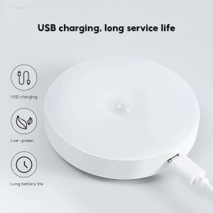 LED Smart Night Lamp Emergency Automatic Lighting USB Charging Wireless Magentic Suction Use Night Light for Bedroom Bathroom Toilet Stairs Kitchen Hallway Tricolor Light