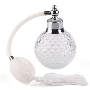 100ml Vintage Pineapple Glass Empty Perfume BottleK9 Crystal Glass Refillable with Silver Gourd Cap Classic Long Tube Sprayer & TasselFine Mist Spray for Essential Oils Fragrances Aromatherapy Luxury Decorative Gift Travel-Friendly