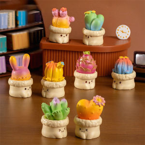 มินิแคคตัสจำลอง พืชกระถางต้นไม้น่ารักเรซิ่นบนโต๊ะเครื่องประดับตกแต่งหุ่นเคลื่อนไหวอุปกรณ์ลูกตุ้มของเล่นเด็กคอลเลกชัน