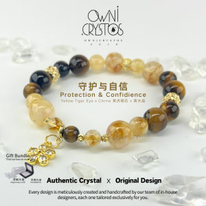 【OwniCrystos】Fortune & Courage Citrine Tiger Eyes Stone Natural crystal bracelet 虎眼石