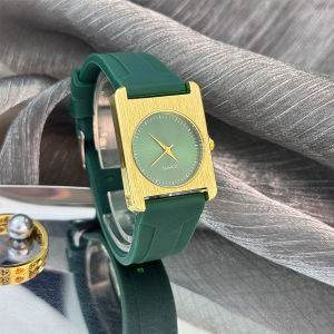 นาฬิกาหน้าปัดทรงสี่เหลี่ยมสีทองหรูหรา2025สำหรับสายรัดยางสำหรับผู้หญิงกันน้ำได้ทุกวันนาฬิกาข้อมือคุณภาพสูงสุภาพสตรี