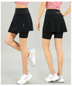 2024 2in ของผู้หญิง1กระโปรงกีฬาเลกกิ้งแห้งระบายอากาศดีเทนนิสแบดมินตันโยคะยิมสกอตกระเป๋ายืดหยุ่นสูง