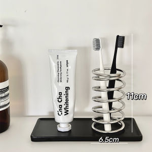 Stainless Steel Toothbrush Holder Spring Design Multi-Purpose Bathroom Organizer for Toothpaste Countertop Stand
