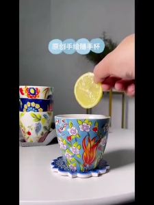 FCOMK American hand-painted ceramic 400ml mug ceramic teacup coffee cup