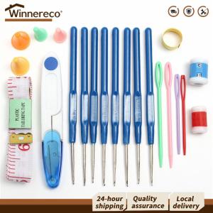 [Winnereco Flagship Mall]Premium 16-Size Crochet Hook Kit with Comfortable Grip for Crochet Knitting and Crafting Supplies