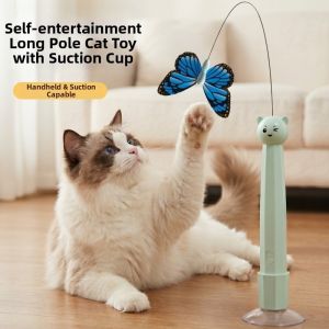 MAULLY 360° Rotation Butterfly  Electric Cat Teaser Suction Cup Base USB Rechargeable Automatic Cat Teaser Smart Long Battery Life Interactive Pet Toy Indoor Play