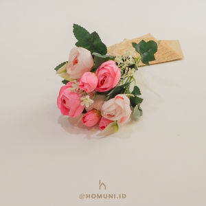 Buket Bunga Palsu Tea Rose Artifisial/Tea Rose Artificial Bouquet Flower/Bunga Dekorasi Hantaran Wisuda Fotoprops