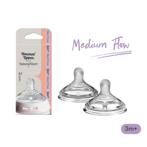 Núm ty silicon siêu mềm tự nhiên cho bé Tommee Tippee Natural Medium Flow 3-6 tháng (vỉ đôi)