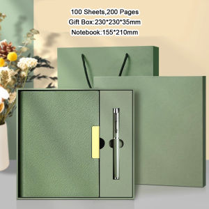 (สามารถแกะสลักโลโก้ได้) สมุดโน๊ตหนังนิ่มขนาด A5 สำหรับนักเรียน พร้อมกล่องของขวัญ สมุดบันทึกการประชุมทางธุรกิจ สมุดโน้ตแบบหนา คู่มือสำนักงาน ไดอารี่ 100 แผ่น 200 หน้า