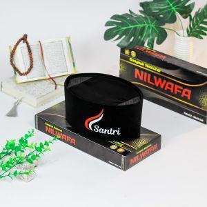 PECI SANTRI - Peci Songkok Kopiah Hitam Logo Santri Terbaru Anak dan Dewasa Muslim Tinggi 9 cm