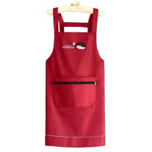 Waterproof Apron With Zipper Pocket Kitchen Cooking Apron For Home Kitchen And Coffee Shop Work