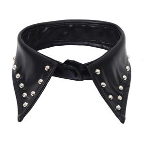 Breathable Punk Style PU Leather Faux Collar With Reinforced Metal Beading Studs Neckpiece For Rock Music Festivals