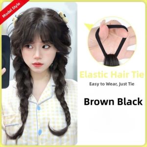 ERYRG 18 inch Tóc nối kiểu tết xương cá Dây thun Dài Tóc giả tết xoắn Thanh lịch Ngọt ngào Tóc tết thủ công kiểu đuôi ngựa dành cho phụ nữ