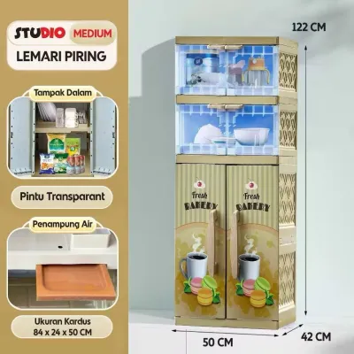 STUDIO ASLI - LEMARI RAK PIRING PLASTIK + PEMBUANGAN AIR LEMARI MAKANAN SERBAGUNA