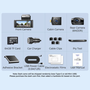 AZDOME M550 MAX 2024 Update True 4K 3 Channel Dash Cam 4K+1080P+2K Front and Rear Inside Built-in WiFi GPS with 3.19" Screen IR Night Vision WDR 24H Parking Mode