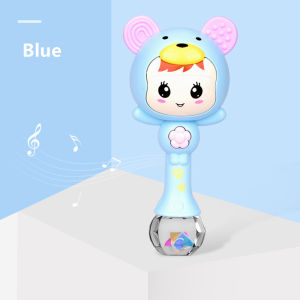 LAKOE Mainan Tongkat Rattle Teether+Musik+Lampu Kelap-Kelip Bentuk Kartun