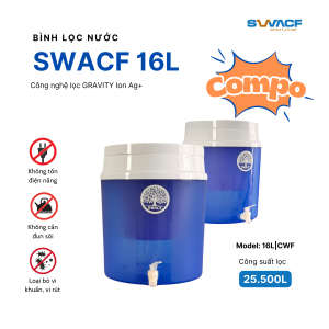 Compo 2 bình lọc nước uống trực tiếp SWACF 16L CWF Nano bạc lõi lọc 7L công suất 25.000L giữ khoáng chất