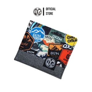 QXZ94 Dompet Pria Kulit Kanvas Motif Pendek Lipat Kartu Uang Tipis Polos Kombinasi Warna Hitam Cpy2