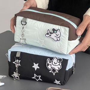 GIORGIONE Fresh Color Star Dog Pencil Case Embroidery Design Large Capacity Pencil Storage Pouch Premium with Pendant Cartoon Dog Pen Bag Student Use