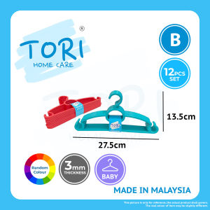TORI HOME CARE™ 12pcs Baby hanger | Children Clothes Hanger | Penyangkut Baju Plastik Kanak-Kanak | Plastic Hanger