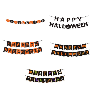 Happy Halloween Banners Buntings with Pumpkins Sign Halloween Wall Decorations Party Supplies Home Hanging Photo Props