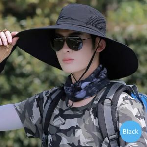 Large-Brimmed Sun Hat Summer 15cm Mens And Womens Wide-Brimmed Sun Hat Uv Breathable Mesh Hat Outdoor Shade