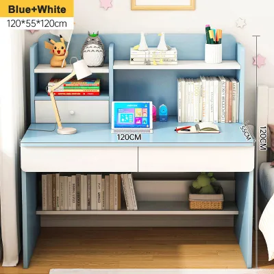 JIAJU Kid Student Study Desk With Book Shelf Table Storage Rack Meja belajar Home Office Computer Table Writing Desk 儿童学习桌